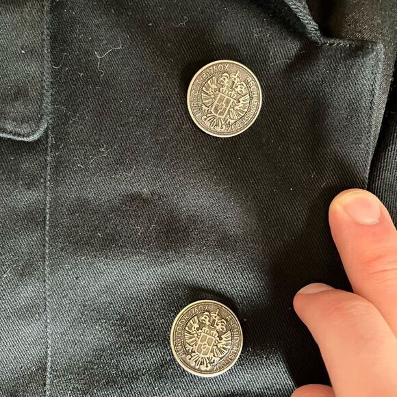SHRINE HOLLYWOOD COAT JACKET BUTTON UP MILITARY BLAZER VICTORIAN BLACK MENS XL - Picture 6 of 12